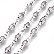 3.28 Feet 304 Stainless Steel Link Chains, Soldered, Flower, Stainless Steel Color, 11x4x2mm(X-STAS-P219-37)