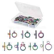 14 Sets 7 Style Vacuum Plating 304 Stainless Steel Toggle Clasps, Ring, Mixed Color, 2sets/style(STAS-BY0001-01)