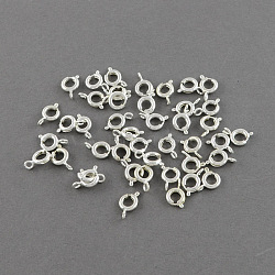 Brass Spring Ring Clasps, Cadmium Free & Lead Free, Silver Color Plated, 10x6x1.5mm, Hole: 1.5mm(KK-R004)