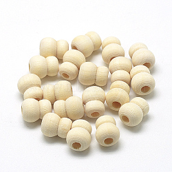 Unfinished Wood Beads, Natural Wooden Beads, Gourd Shaped, Cornsilk, 12x10mm, Hole: 3.5mm(X-WOOD-T007-03)