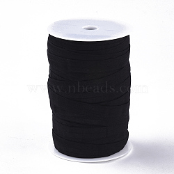 Flat Elastic Rubber Cord/Band, Webbing Garment Sewing Accessories, Black, 15mm, about 75m/roll(X-OCOR-Q050-01A)
