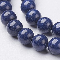 Natural Mashan Jade Round Beads Strands, Dyed, Midnight Blue, 4mm, Hole: 1mm, about 98pcs/strand, 15.7 inch(X-G-D263-4mm-XS09)