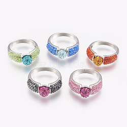 Brass Austrian Crystal Rings, with Resin Beads, Mixed Color, 17mm(SWARJ-J041-M)