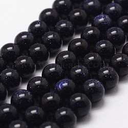 Blue Goldstone Beads Strands, Round, 4mm, Hole: 1mm, about 98pcs/strand, 15 inch(X-G-D840-81-4mm)
