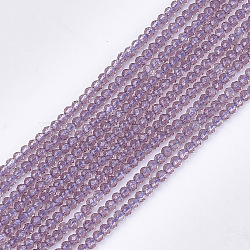 Synthetic Quartz Crystal Beads Strands, Dyed, Faceted, Star Cut Round Beads, Plum, 2mm, Hole: 0.5mm, about 215pcs/strand, 14.7 inch(G-T119-05D)