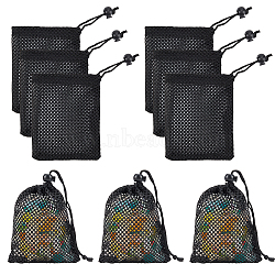 Polyester Mesh Drawstring Storage Bags, Rectangle, Black, 145~150x110x1mm, 40pcs/bag(ABAG-NB0002-01A)