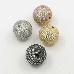 Brass Cubic Zirconia Beads, Round, Mixed Color, 12mm, Hole: 2mm(ZIRC-F001-15)