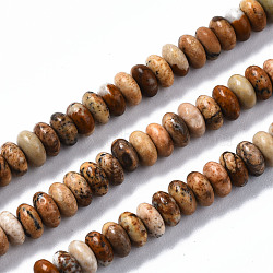 Natural Picture Jasper Beads Strands, Rondelle, 4~5x2mm, Hole: 0.8mm, about 165~170pcs/strand, 14.96~15.35 inch(38~39cm)(G-S366-094)