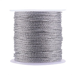 Metallic Thread, Embroidery Thread, for Jewelry Making, Silver, 0.8mm, about 25m/roll, 1roll(MCOR-CJ0001-03C)