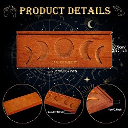 Moon Phase Pattern Wooden Tarot Card Holders, Divination Supplies, Home Decoration, Rectangle, Peru, 200x75x20mm(WICR-PW0016-09)