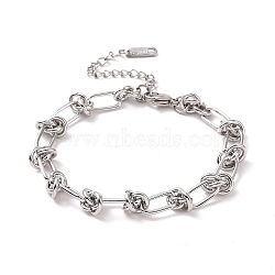 304 Stainless Steel Knot Link Chain Bracelet for Men Women, Stainless Steel Color, 7 inch(17.8cm)(X-BJEW-E020-01P)