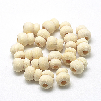 Unfinished Wood Beads, Natural Wooden Beads, Gourd Shaped, Cornsilk, 12x10mm, Hole: 3.5mm