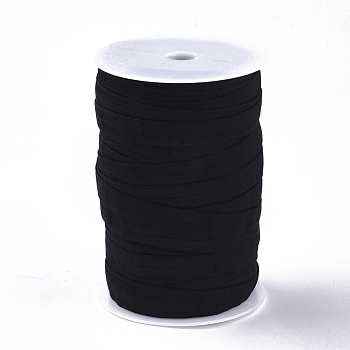 Flat Elastic Rubber Cord/Band, Webbing Garment Sewing Accessories, Black, 15mm, about 75m/roll