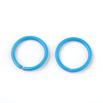 Iron Jump Rings, Open Jump Rings, Deep Sky Blue, 18 Gauge, 10x1mm, Inner Diameter: 8mm
