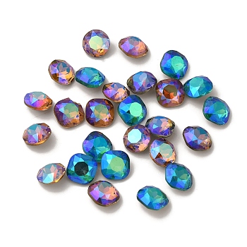 Glass Rhinestone Cabochons, Pointed Back & Back Plated, Faceted, Square, Mixed Color, 8x8x4.4mm