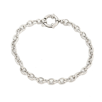 Non-Tarnish 304 Stainless Steel Cable Chain Bracelets for Women, Stainless Steel Color, 6-3/4 inch(17.1cm)