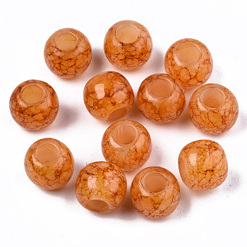 Imitation Gemstone Style Acrylic Beads, Round, Coral, 8x7mm, Hole: 3mm, about 2150pcs/500g