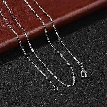 2mm Rack Plating Brass Curb Chain Necklaces for Women Men, Cadmium Free & Lead Free, 901 Stainless Steel Clasp, Long-Lasting Plated, Platinum, 19.29 inch(49cm)