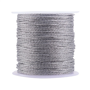 Metallic Thread, Embroidery Thread, for Jewelry Making, Silver, 0.8mm, about 25m/roll, 1roll