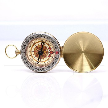 Brass Luminous Compass, with Acrylic Glass, Golden, 70~120x50x12~15mm