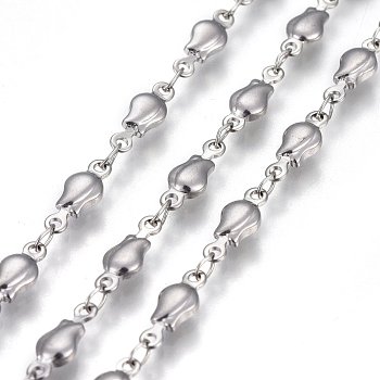 3.28 Feet 304 Stainless Steel Link Chains, Soldered, Flower, Stainless Steel Color, 11x4x2mm