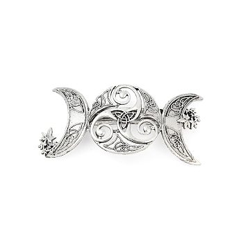 Viking Celtic Zinc Alloy Snap Hair Clips For Women, Moon, 46x100mm