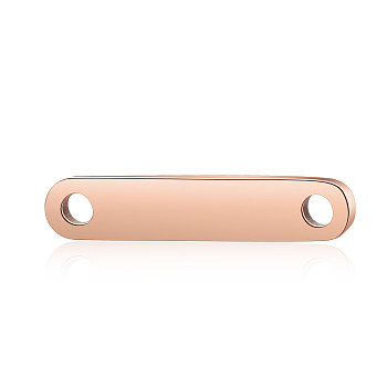 201 Stainless Steel Links connectors, Oval, Rose Gold, 15x3x1.7mm, Hole: 1.4mm
