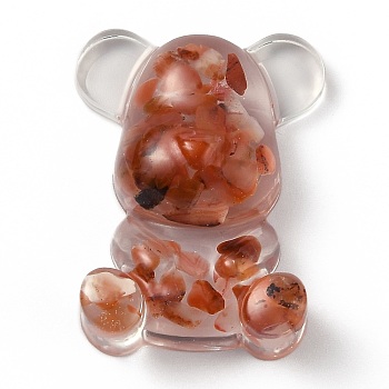 Resin Display Decorations, with Natural Agate Chips Inside, Bear, 53.5~53.8x41~41.5x17.5~21mm