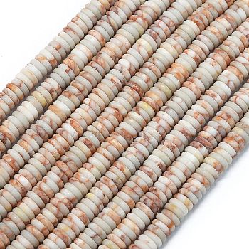 Frosted Natural Netstone Beads Strands, Rondelle, 6x2mm, Hole: 0.7mm, about 182pcs/strand, 15.16''(38.5cm)