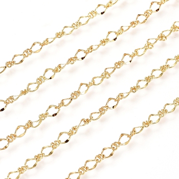 Brass Figure 8 Chain, Figaro Chains, Long-Lasting Plated, with Spool, Soldered, Real 18K Gold Plated, 4x3x1mm, about 16.4 Feet(5m)/roll