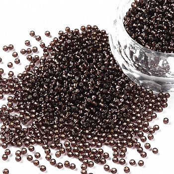 12/0 Grade A Round Glass Seed Beads, Silver Lined, Coconut Brown, 12/0, 2x1.5mm, Hole: 0.3mm, about 30000pcs/bag