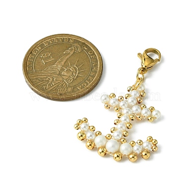 Décoration pendentif en perles de coquillage et de perles en laiton(HJEW-TA00047)-3