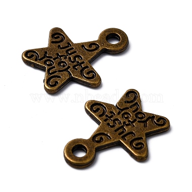 Gift Ideas for Men On Valentines Day Tibetan Style Alloy Star Carved Word Just for You Message Charms(X-MLF1272Y-NF)-2