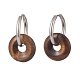 Natural Tiger Eye Pi Disc/Donut Dangle Hoop Earrings(EJEW-JE05132-01)-1