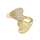 Rack Plating Heart Brass Micro Pave Cubic Zirconia Open Cuff Rings for Women(RJEW-B064-08G)-2