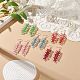 5 Pairs 5 Color Trumpet Flower Glass & Imitation Pearl Beaded Dangle Earrings(EJEW-JE05100)-2