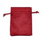 Velvet Cloth Drawstring Bags, Jewelry Bags, Christmas Party Wedding Candy Gift Bags, Rectangle, FireBrick, 12x9cm(X-TP-G001-01C-01)