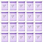 20Pcs Polyester Mesh Sachet Packing Drawstring Bgas, Rectangle with Lavender Pattern, Blue Violet, 19.7x14.6x0.1cm(ABAG-TA0002-20A)
