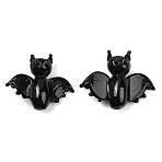 Halloween Handmade Lampwork Beads, Bat, 24x29x10.5mm, Hole: 1.6mm(LAMP-Z016-01F)