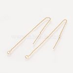 Brass Stud Earring Findings, Ear Threads, Nickel Free, Real 18K Gold Plated, 82~85x1mm, Pin: 0.7mm(X-KK-S336-39G)