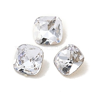 Glass Rhinestone Cabochons, Flat Back & Back Plated, Faceted, Square, Alexandrite, 4x4x2mm(RGLA-L029-14B-283)