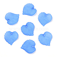 Transparent Frosted Acrylic Leaf Charms, Dodger Blue, 16x15x2.5mm, Hole: 1.4mm(FACR-ZX003-01E)