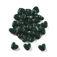 50Pcs Acrylic Beads, Imitation Gemstone Beads, Heart, Dark Green, 6.5x8x3.5mm, Hole: 1.6mm(OACR-S044-01G)