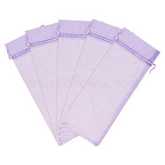 Drawstring Wine Bottle Organza Bags, Wine Wrapping Bags, for Decoration, Gift Bags, Party Favors, Rectangle, Purple, 37x14cm, 10pcs/bag(JX022C)