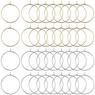 160Pcs 2 Colors 316 Surgical Stainless Steel Hoop Earring Findings, Wine Glass Charms Rings, Real Gold Plated & Stainless Steel Color, 25x0.7mm, 21 Gauge, 80pcs/color(STAS-SC0007-21)