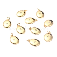 Brass Cubic Zirconia Pendants, Long-Lasting Plated, Flat Round, Real 18K Gold Plated, 18.7x13x2.5mm, Hole: 3.8mm(ZIRC-O044-16G)