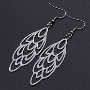 201 Stainless Steel Dangle Earrings, Peacock Feather, Stainless Steel Color, 76mm, Pin: 0.6mm(STAS-S105-JN612-1)
