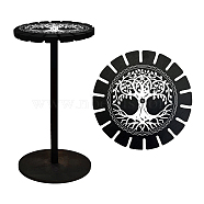 Wooden Wheel, Wooden Display Shelf, Black Holder Stand, Rustic Divination Pendulum Storage Rack, Witch Stuff, Tree of Life Pattern, Wheel: 120x8mm, 2pcs, Studdle: 288x12mm, 1pc(DJEW-WH0046-004)