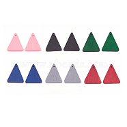 Pear Wood Pendants, Dyed, Triangle, Mixed Color, 32x26x3mm, Hole: 1.6mm(WOOD-T010-10-M)