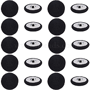 20Pcs Iron with Cloth Buttons, 1-Hole, Flat Round, Black, 28.5x12mm, Hole: 3x3mm(BUTT-GF0003-76A)